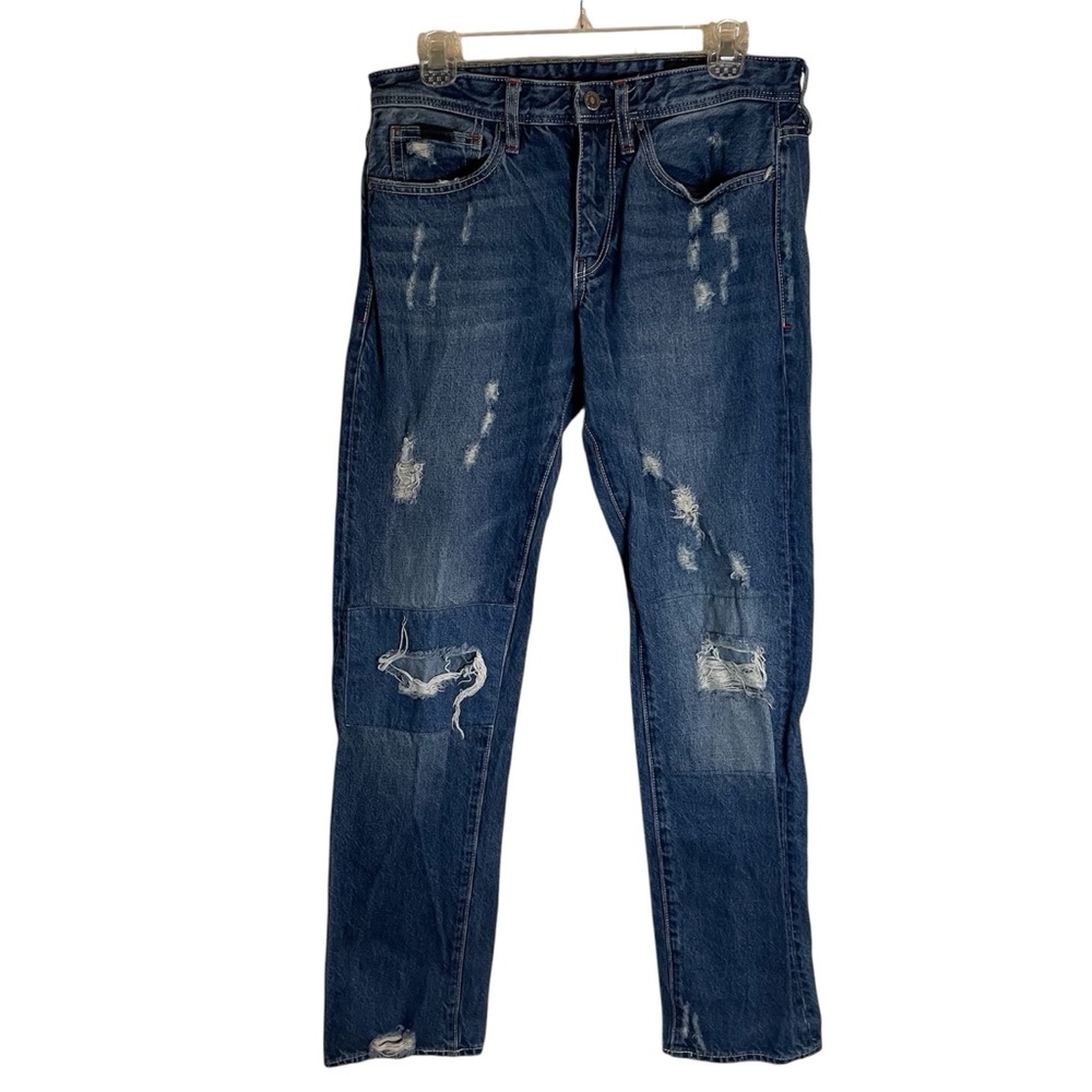 Armani Exchange A/X Straight Leg Blue J16 Ripped denim men's size 31 retro